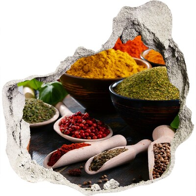 Foto fotografie diera na stenu Farebné korenie v kuchyni