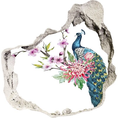 Diera 3D foto tapeta nálepka Peacock a kvety