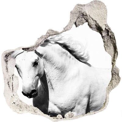 Fototapeta diera na stenu 3D Biely kôň