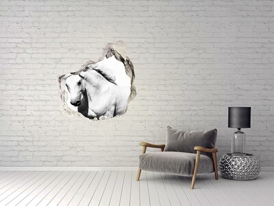 Fototapeta diera na stenu 3D Biely kôň