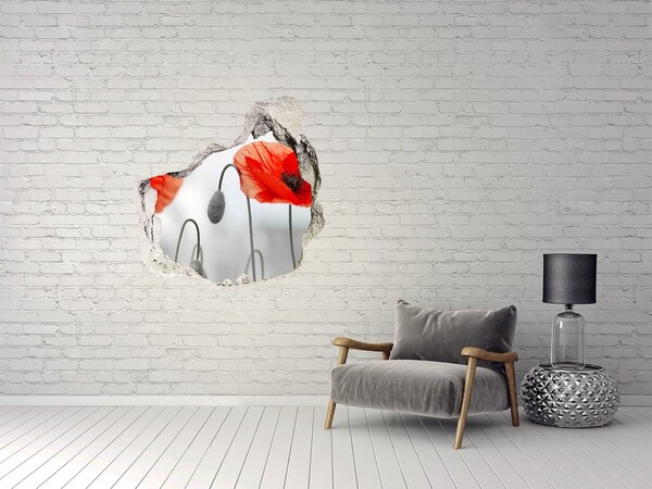 Diera 3D fototapety na stenu nálepka Kvety v diere v stene