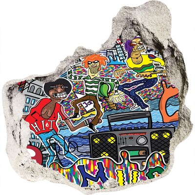 Samolepiaca diera na stenu Mestský festival radosti