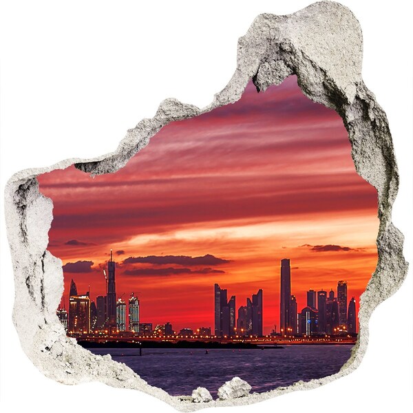 Nálepka 3D diera na stenu samolepiaca Sunset dubaj