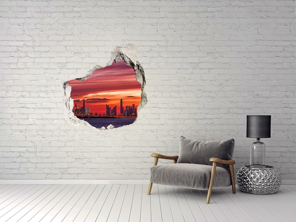 Nálepka 3D diera na stenu samolepiaca Sunset dubaj