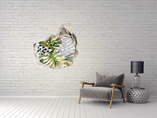 Diera 3D fototapety na stenu Tropická záhrada s dierou v stene