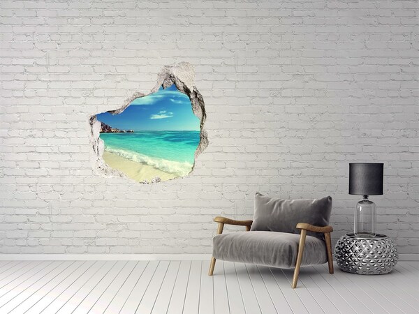 Fototapeta diera na stenu 3D Seychelles beach