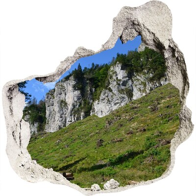 Díra 3D ve zdi nálepka Skalnaté štíty