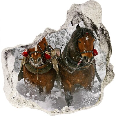 Samolepiaca diera na stenu Zimná cesta s koňmi