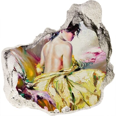 Samolepiaca nálepka Žena v žltých šatách