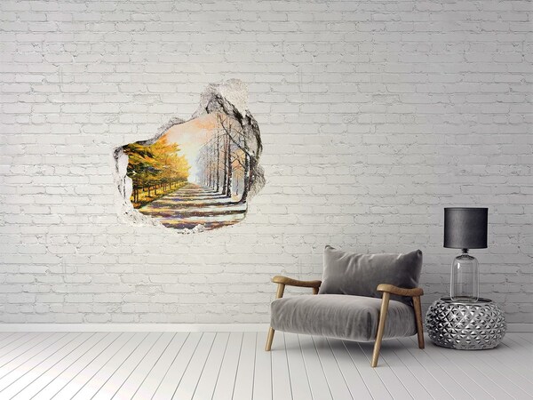 Nálepka fototapeta 3D výhľad Jesenná aleja stromov
