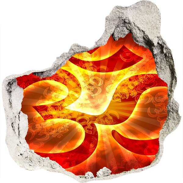 Fototapeta diera na stenu 3D Oheň v srdci múru
