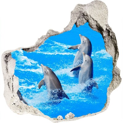 Nálepka 3D diera na stenu Delfíny