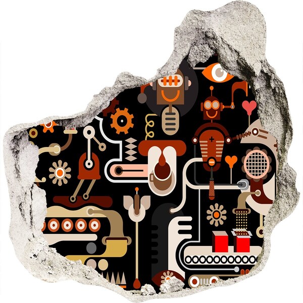 Samolepiaca diera múr 3D Futuristický svet robotov