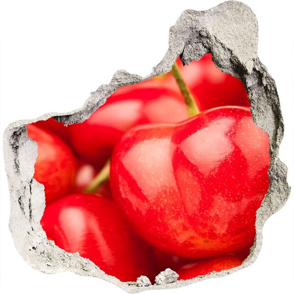 Diera 3D fototapety na stenu Šťavnaté čerešne v diere v stene