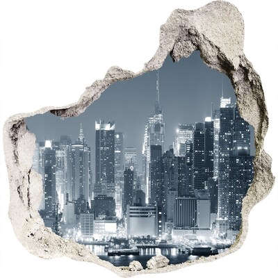 Nálepka 3D diera samolepiaca Panoráma New Yorku v noci