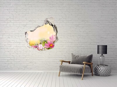 Samolepiaca diera na stenu Kvetinová krajina za dierou v stene
