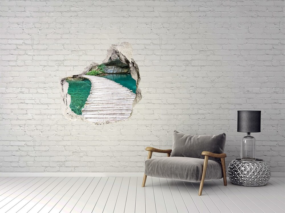 Díra 3D ve zdi nálepka Plitvické jazerá