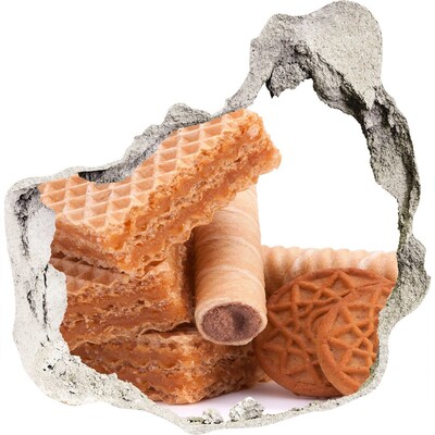 Samolepiaca diera nálepka Sladké vafle v diere