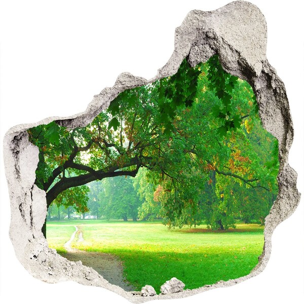 Nálepka 3D diera na stenu Zelený park na slnku