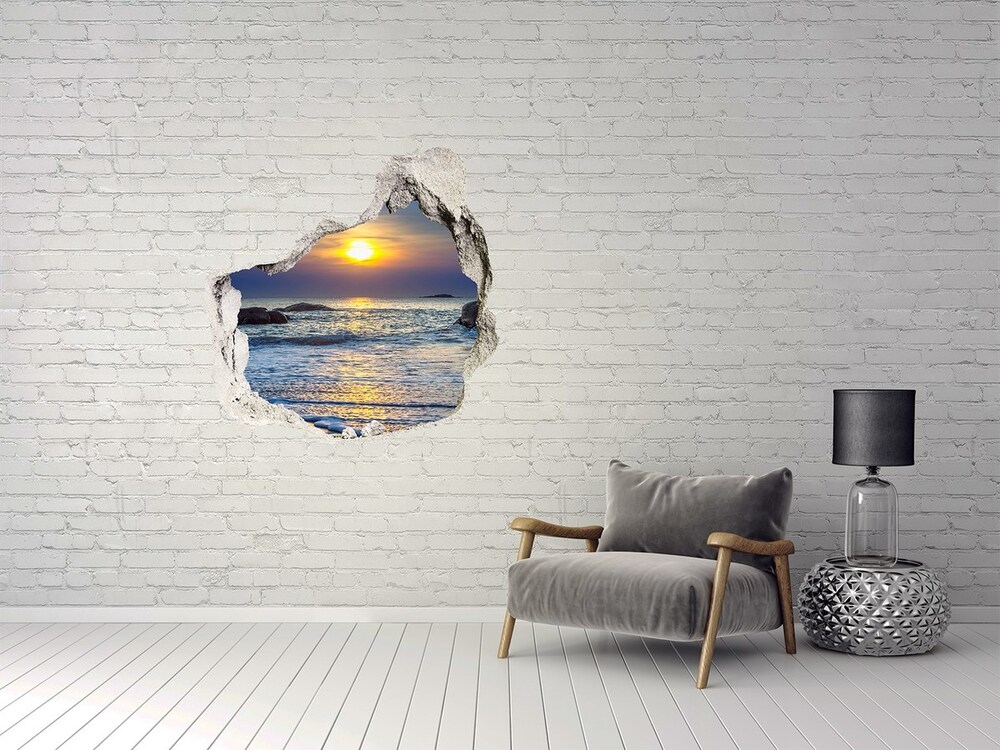 Nálepka 3D diera na stenu Sunset sea