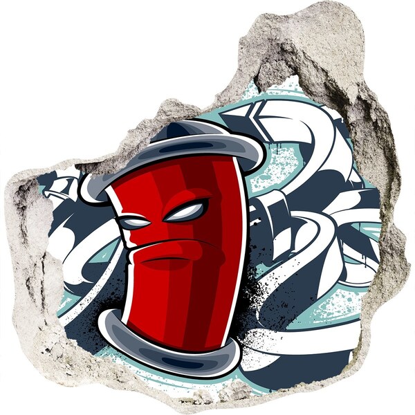 Fototapeta diera na stenu 3D Červený hrnček s graffiti