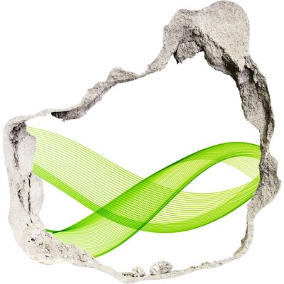 3D diera na stenu Zelená vlna v diere v stene