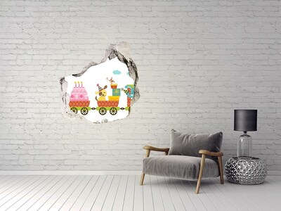 Samolepiaca diera nálepka Vlak s darčekmi a narodeninovou tortou