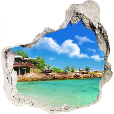 Fototapeta diera na stenu 3D Seychelles beach