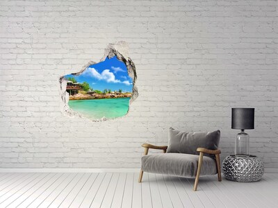 Fototapeta diera na stenu 3D Seychelles beach