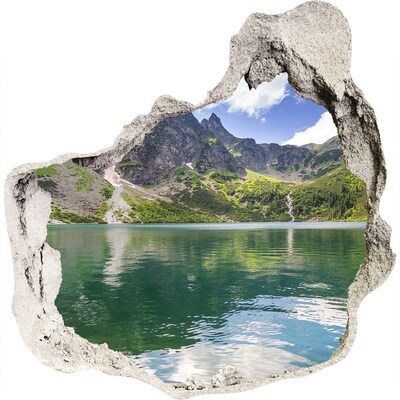 Nálepka 3D diera na stenu Morské oko tatry
