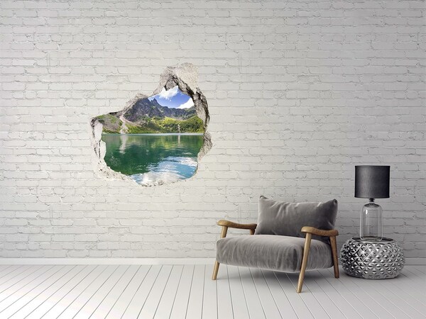 Nálepka 3D diera na stenu Morské oko tatry