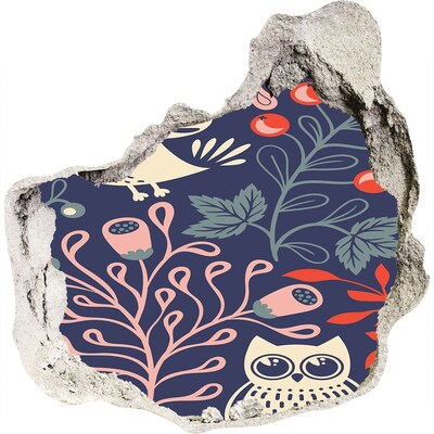 Samolepiaca diera nálepka Kvetinový vzor so sovami