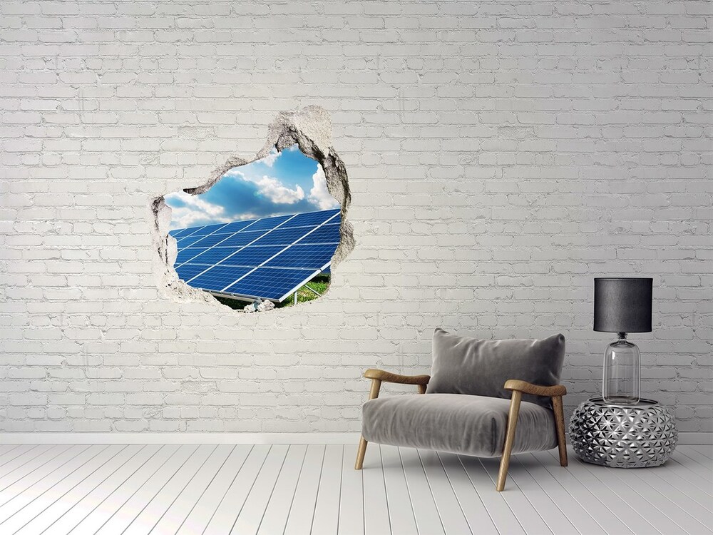 Díra 3D ve zdi nálepka Slnečné batérie