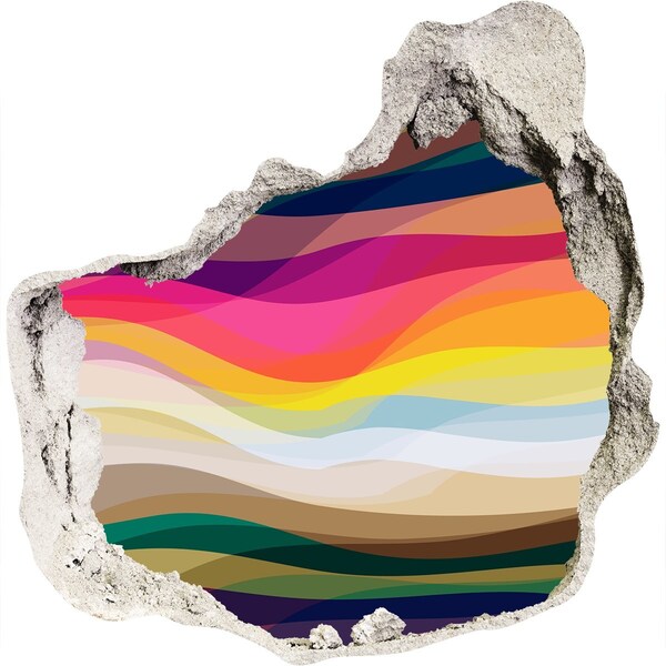 3D diera na stenu Farebné vlny na betónovom pozadí