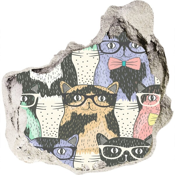 Fototapeta diera na stenu 3D Mačky s okuliarmi