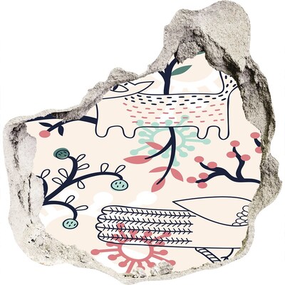 Fototapeta diera na stenu 3D Kvetinový vzor s prvkami prírody