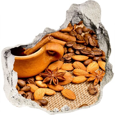 Nálepka fototapeta 3D výhľad Kávová hostina pri diere v stene