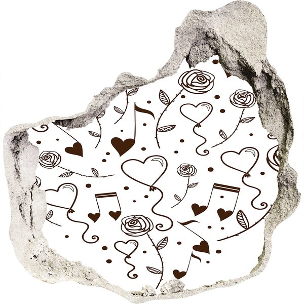 Fototapeta diera na stenu 3D Hudobné srdcia a ruže