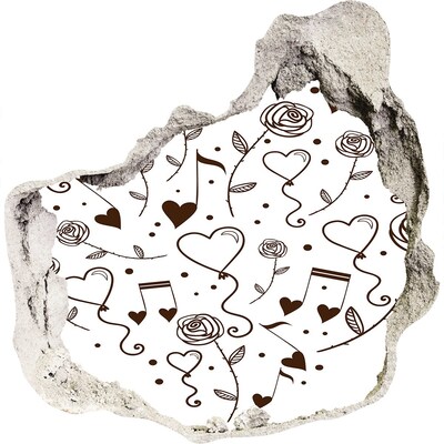 Fototapeta diera na stenu 3D Hudobné srdcia a ruže