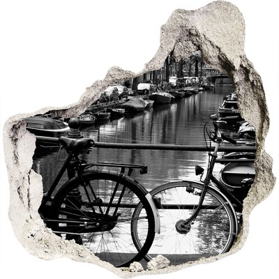 Díra 3D ve zdi nálepka Amsterdam kolesá