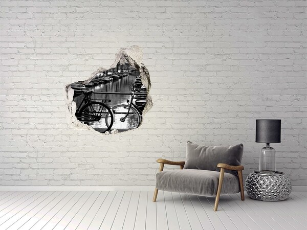 Díra 3D ve zdi nálepka Cyklistický kanál