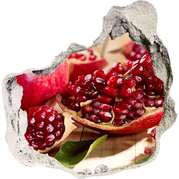 Nálepka 3D diera samolepiaca Granátové jablko v diere v stene