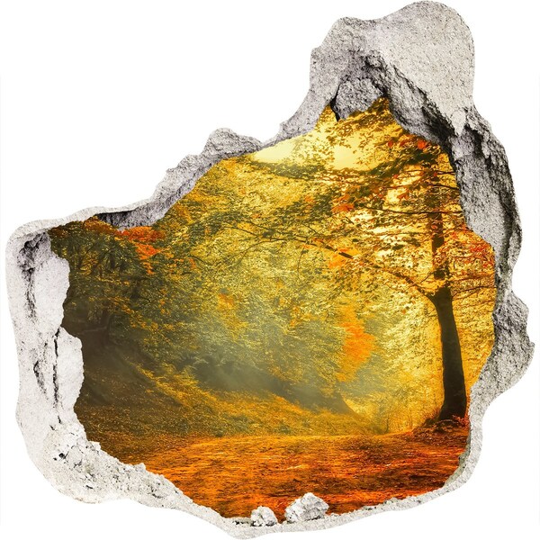 Nálepka 3D diera na stenu samolepiaca Zlatá jeseň v lese