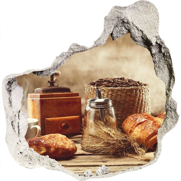 Fototapeta diera na stenu 3D Ranná káva a čerstvý chlieb