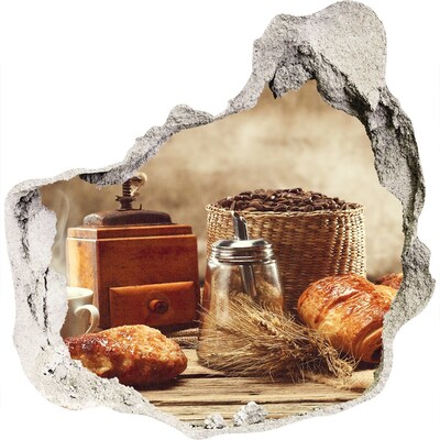 Fototapeta diera na stenu 3D Ranná káva a čerstvý chlieb