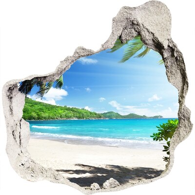 Nálepka 3D diera Seychelles beach