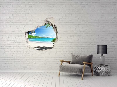 Nálepka 3D diera Seychelles beach