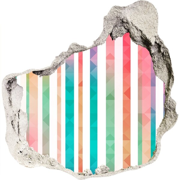 Foto fotografie diera na stenu Farebná geometria za dierou v stene