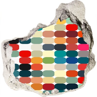 Nálepka fototapeta 3D výhľad Farebná mozaika cez dieru v stene