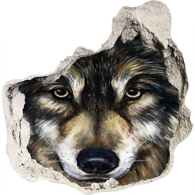 Nálepka fototapeta 3D na stenu Vlčí pohľad cez stenu